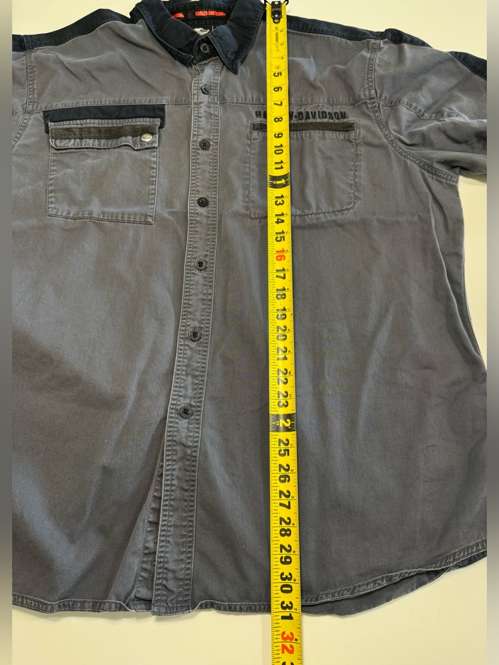 HARLEY DAVIDSON MOTORCYCLES MENS SIZE XXL MECHANICS SHIRT GRAY BLACK COTTON - Picture 10 of 10